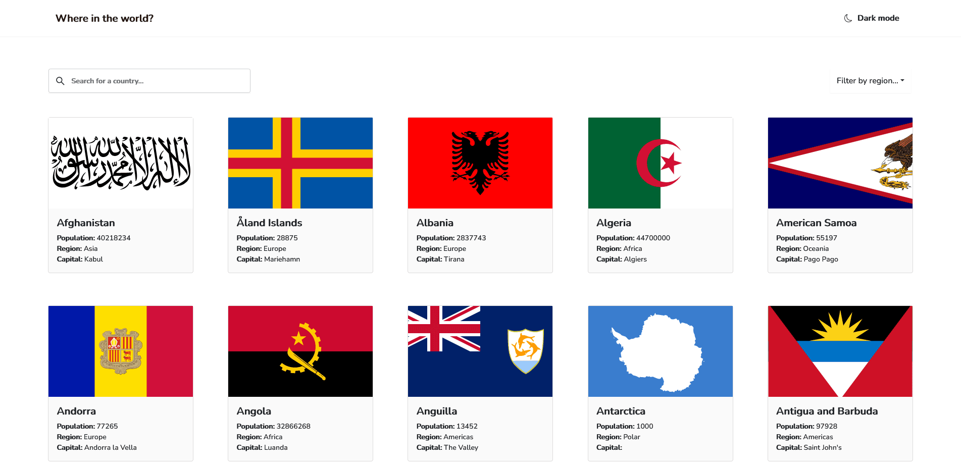 Second project to search countries